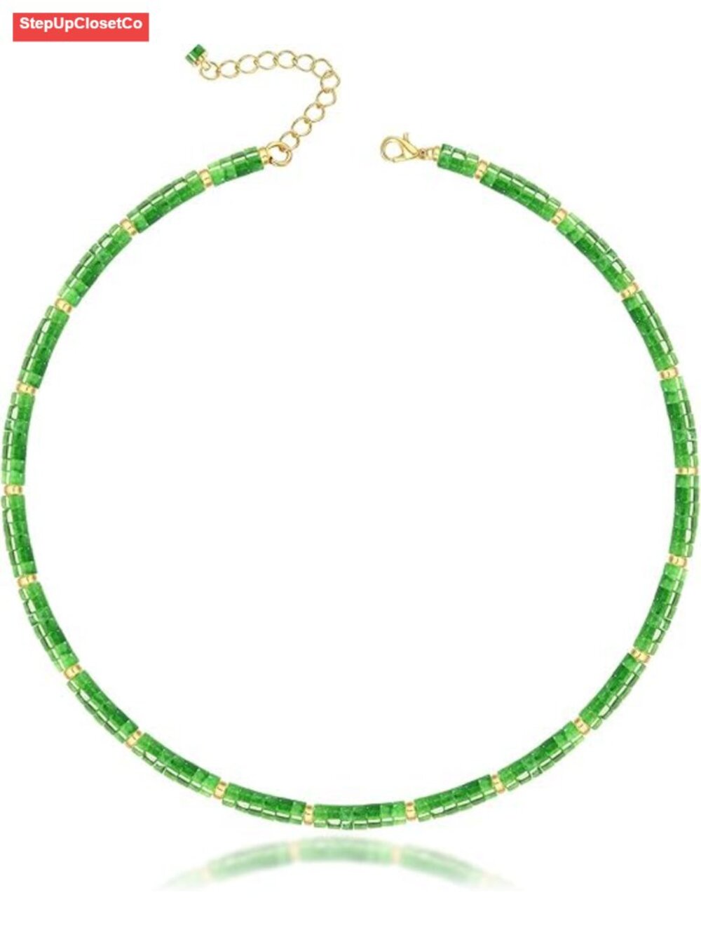 Boho Beaded Choker Necklace 14K Gold Plated Natural Gemstone Adjustable 16+2